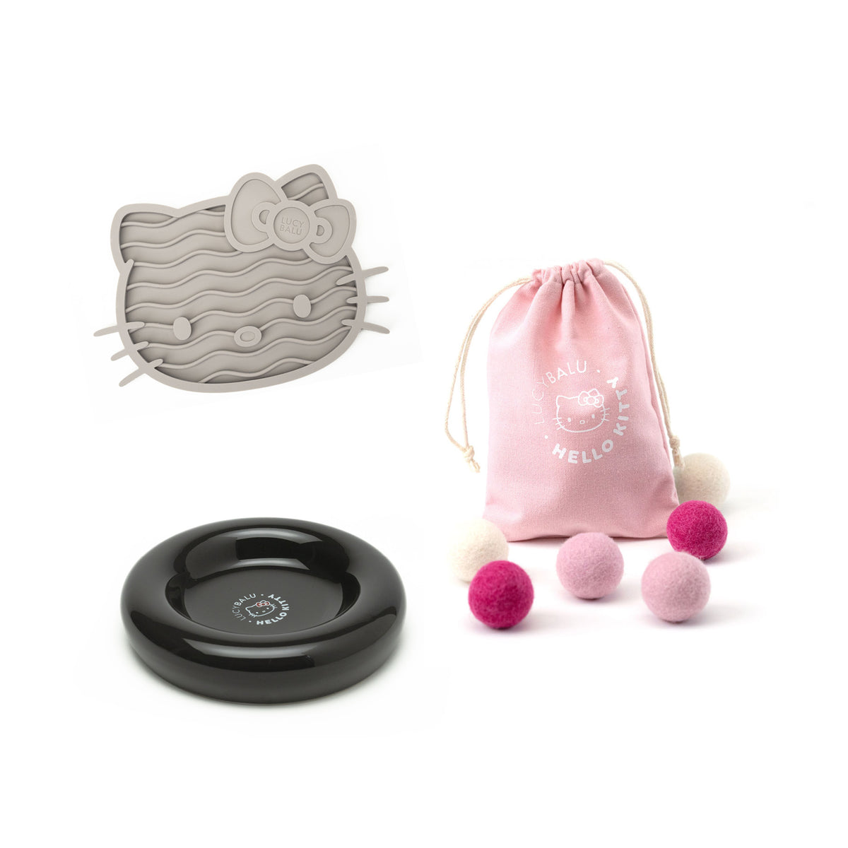 hello kitty katzenspielzeug set schwarz taupe