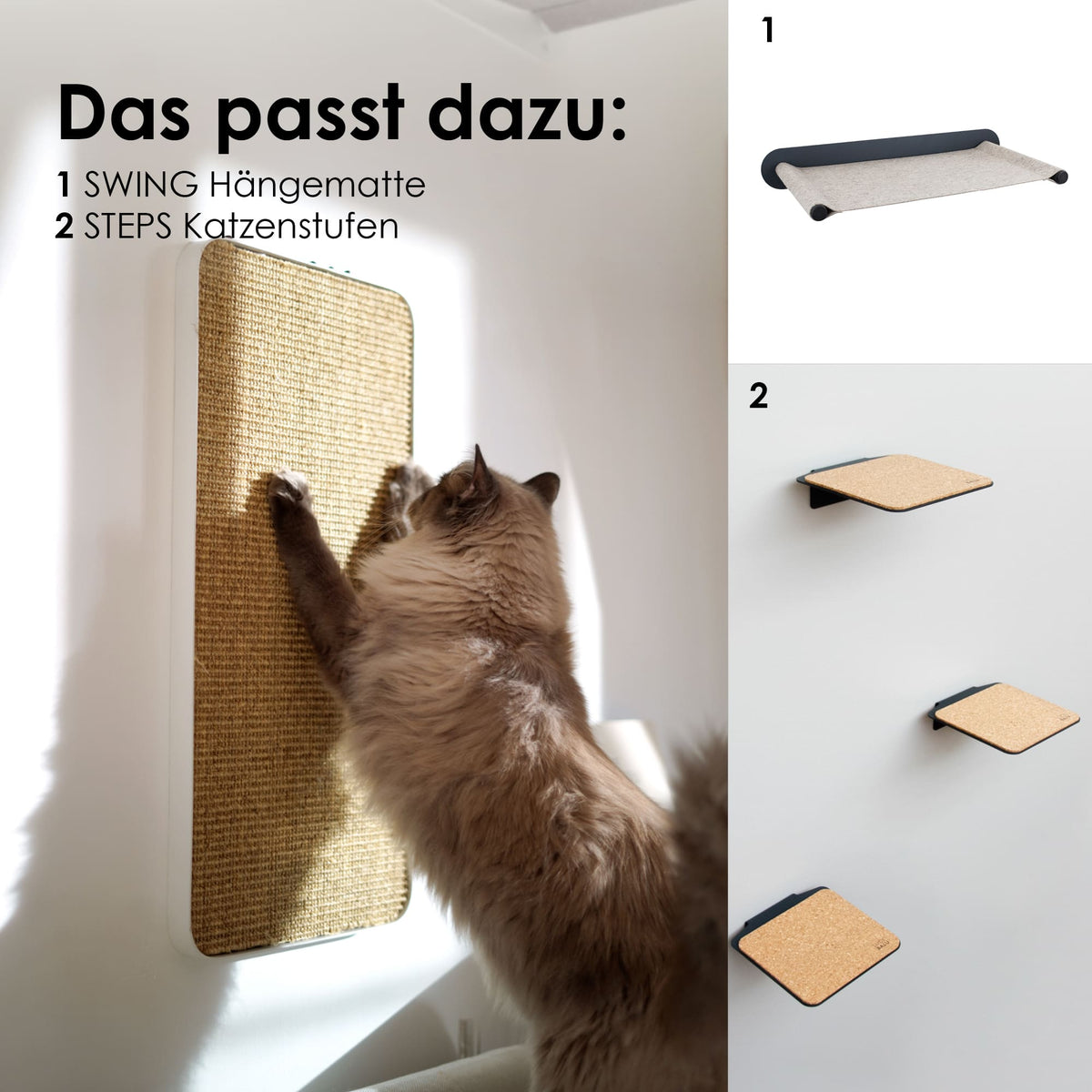 Katzentreppe, Katzenhängematte passen zu Katzen Kratzbrett